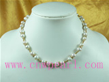 8-9mm white freshwater pearl necklace with gild beads