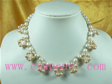 6-7mm rice white and pink freshwater pearl necklace