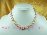 6-7mm pink potato shaped freshwater pearl necklace