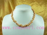 6-7mm orange potato shaped freshwater pearl necklace