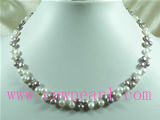 7-8mm white/lavender coin shaped freshwater pearl necklace