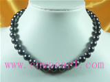 10-11mm black cultured freshwater pearl necklace with shell