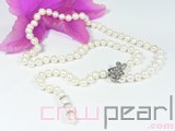 7-8mm white round freshwater pearl necklace with flower