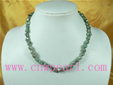 irregular shaped green regenerative freshwater pearl necklace