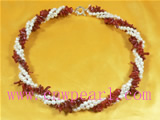 4-5mm twisted pearl jewelry necklace with coral beads