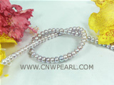 size 7-8mm purple button shaped freshwater pearl strand