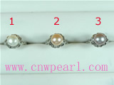 9-9.5mm freshwater pearl ring with 18k GP flower mounting