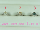 7-7.5mm freshwater pearl ring with zircon beads