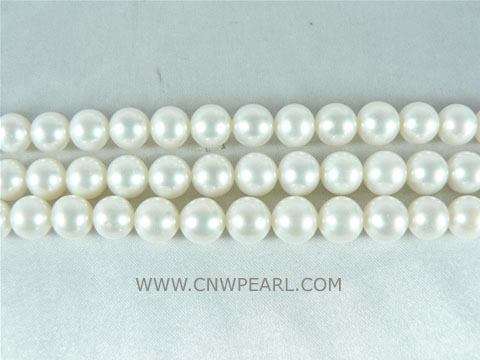 wholesale 8-9mm natural white round freshwater pearl strand