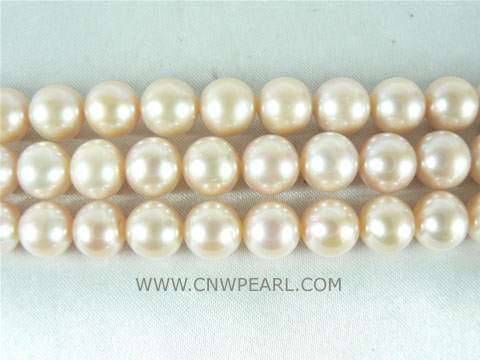 wholesale 8-9mm natural pink round freshwater pearl strand