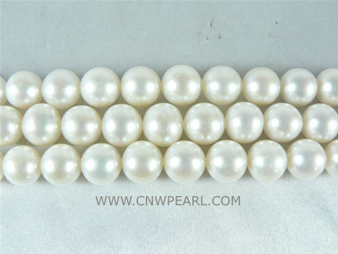 wholesale 9-10mm natural white round freshwater pearl strand