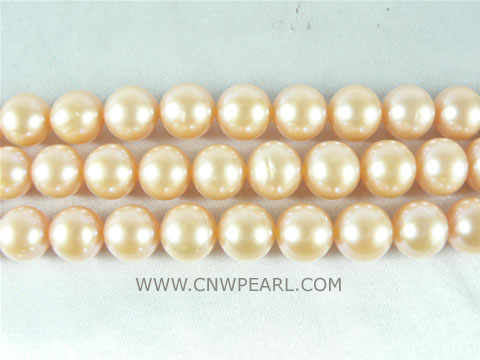 wholesale 9-10mm natural pink round freshwater pearl strand