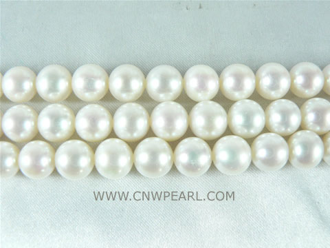 wholesale 8-9mm natural white round freshwater pearl strand