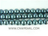 wholesale 8-9mm peacock green round freshwater pearl strand