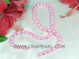 fashion 5-6mm light red color rice freshwater pearl strand