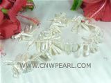 sale 7*21MM white biwa freshwater pearl strands from China