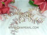 sale 7*21MM purple biwa freshwater pearl strands from China