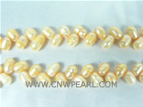side 6-7mm yellow color wheat freshwater pearl strand