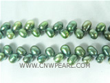 beautiful 6-7mm bottle green wheat freshwater pearl strand
