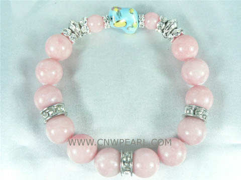 fashion 12mm and 8mm pink bowlder bracelet on wholesale