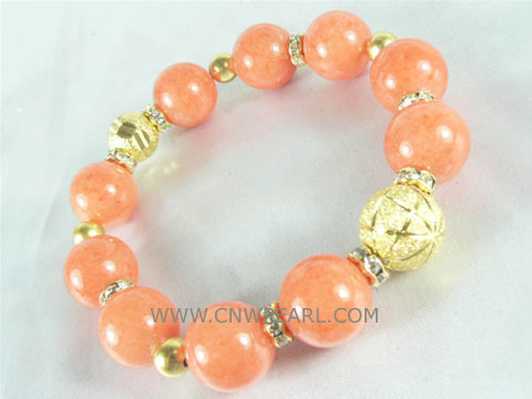 7.5" orange gemstone bracelet on wholesale