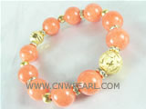 7.5" orange gemstone bracelet on wholesale