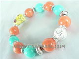 7.5" monkey bracelet in 12mm gemstone on wholesale