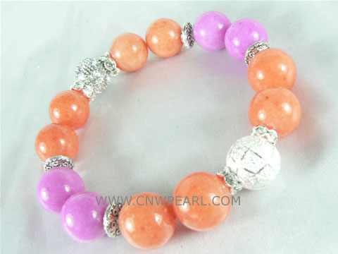 7.5" gemstone bracelet in fresh orange and purple