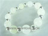 12mm pure white gemstone bracelet with silver ball