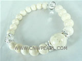 wholesale 7.5" pertrifaction bracelet in milky white