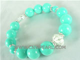 8mm and 12mm green gemstone bracelet with lantern bead