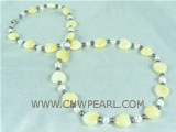 wholesale charming heart shaped jade necklace with pearl beads