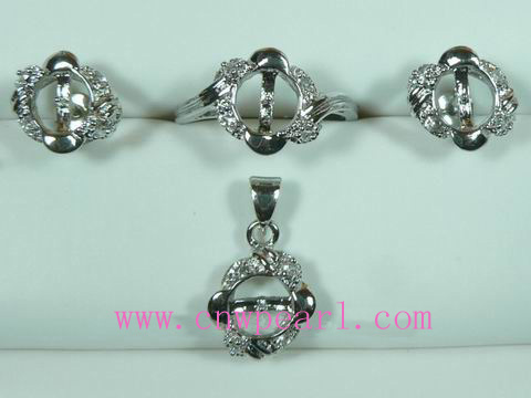 18k gp flower design jewelry mounting set with zircon beads