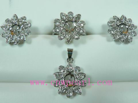 wholesale 18K GP jewelry mounting sets with zircon beads