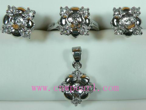 wholesale 18k gp flower design jewelry mounting set
