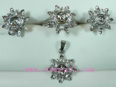 18k gp jewelry mounting set with zircon beads wholesale