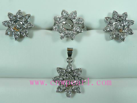 18k gp flower design jewelry mounting set