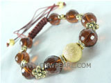 Adjustable knitted bracelet in 12mm wine red crystal beads