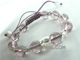 Adjustable knitted bracelet in 12mm violaceous crystal beads