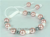 adjustable knitted bracelet with shell pearl and freshwater bead