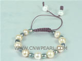 adjustable knitted bracelet with potato and rice freshwater pear