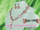 wholesale 20mm shell&pearl jewelry necklace set