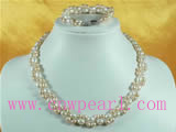 5-6mm rice shaped freshwater pearl necklace&bracelet set