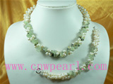 wholesale 5-6mm white top drilled pearl necklace set