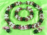 freshwater pearl necklace set with earrings&bracelet