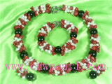 white rice shaped pearl necklace set with earrings&bracelet