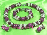 white rice shaped pearl necklace set with crystal beads