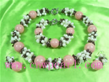 5-6mm rice shaped pearl necklace set with bowlder