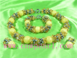 black rice shaped pearl necklace set with crystal beads