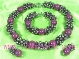 black pearl necklace set with earrings&bracelet